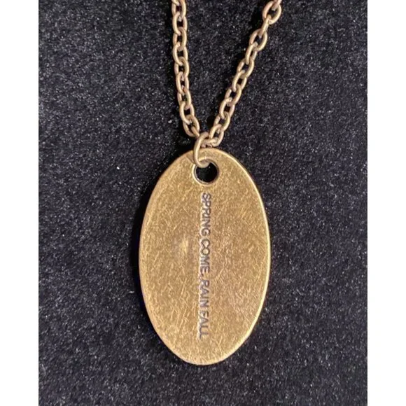 Vintage La Memoire Bronze Pendant Necklace With Engraving - Picture 1 of 4